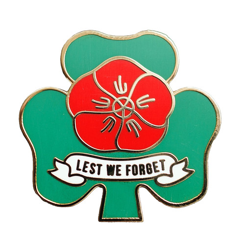 Irish red poppyday pin badge - irish,