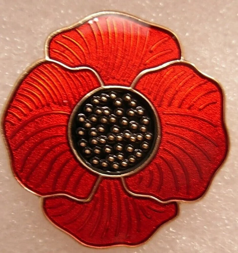 Red flower pin badge - ., small