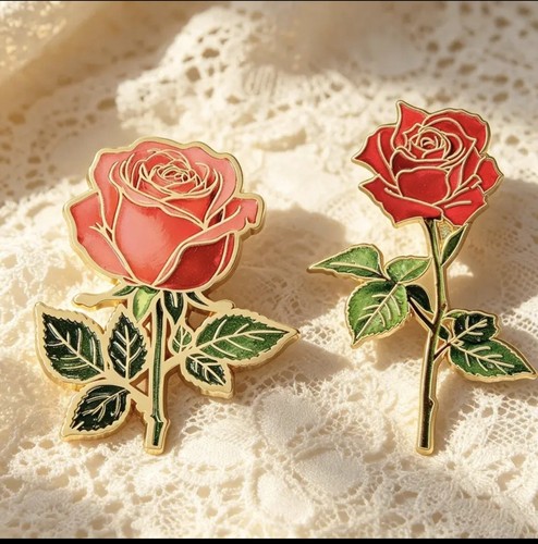 Rose flower enamel pin - enamel,