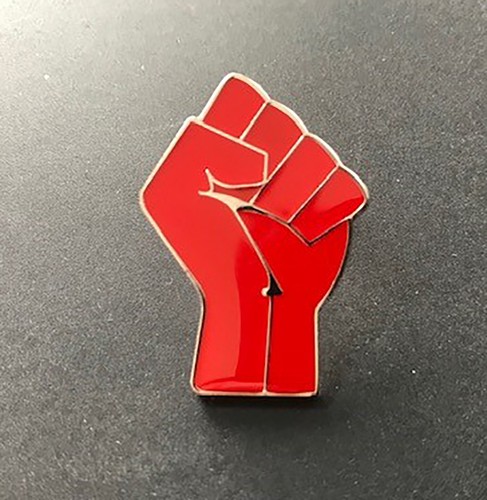 Red raised clenched fist - red,