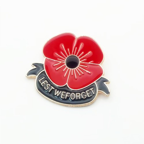 Red enamel poppies pin - red,