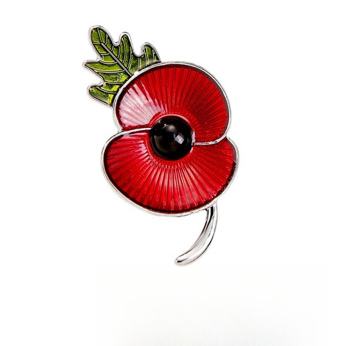 Red enamel poppies brooch - poppies,