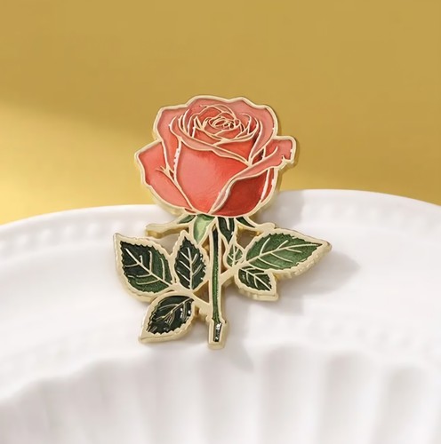 Red rose enamel lapel - enamel, pin