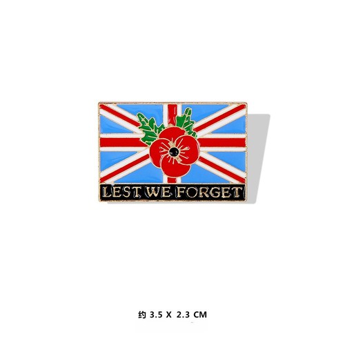 Union jack red poppies pin - poppies,