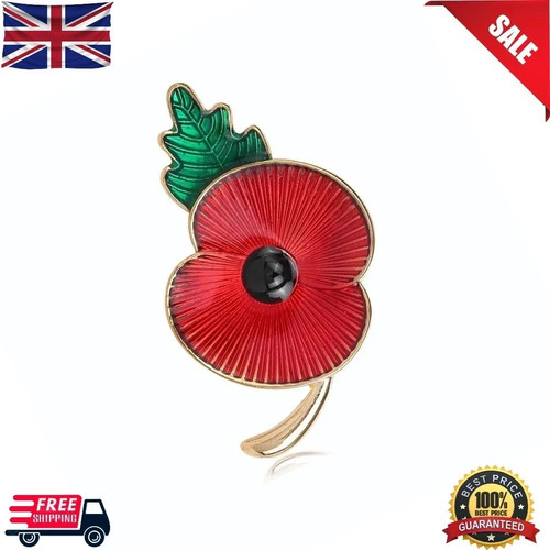 Red flower brooch badge gold - badge,