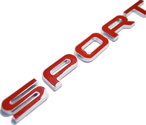 Red sport badge lettering - red,