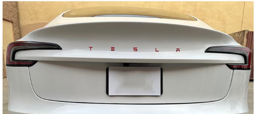 Red metal tesla badge emblem - red,