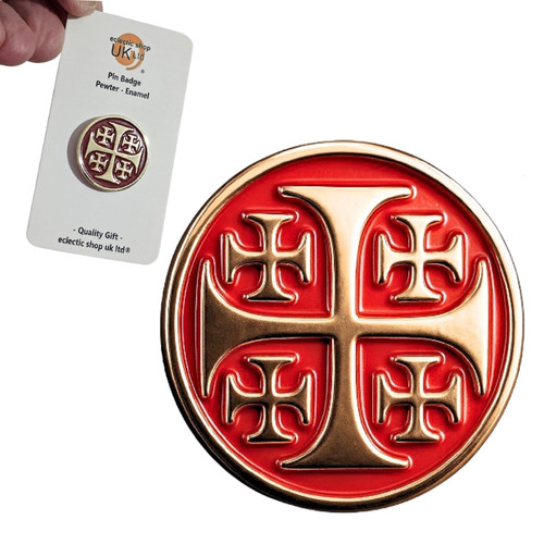Jerusalem cross pin badge - jerusalem,